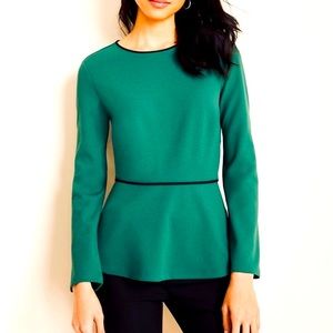NWOT Ann Taylor Piped Peplum Blouse